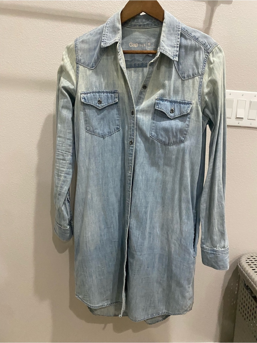 GAP Light Blue Denim Button-Up Shirt Dress